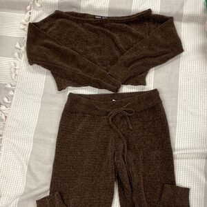 SHEIN Brown Off-the-Shoulder Sweater